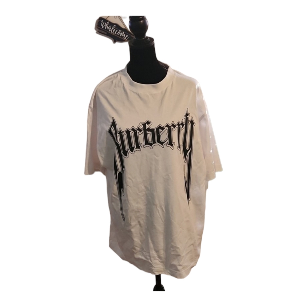 AUTHENTIC Burberry mens white with black lettering  t-shirt size small